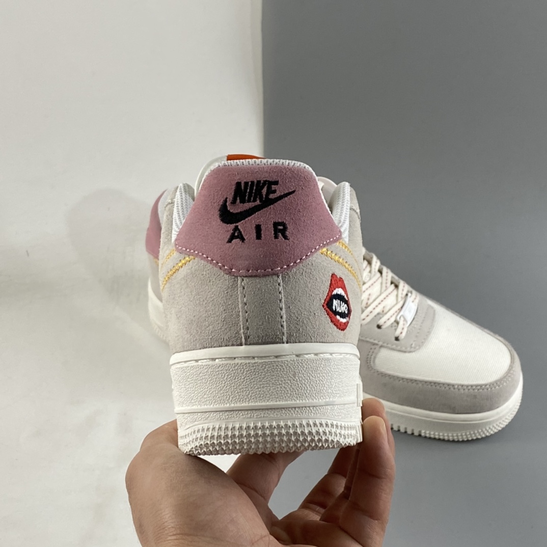 P200  NIKE Air Force 1 Low ”Sail” 口红刺绣 空军一号低帮休闲板鞋 DQ7656-100