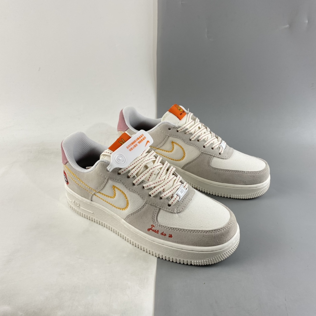 P200  NIKE Air Force 1 Low ”Sail” 口红刺绣 空军一号低帮休闲板鞋 DQ7656-100