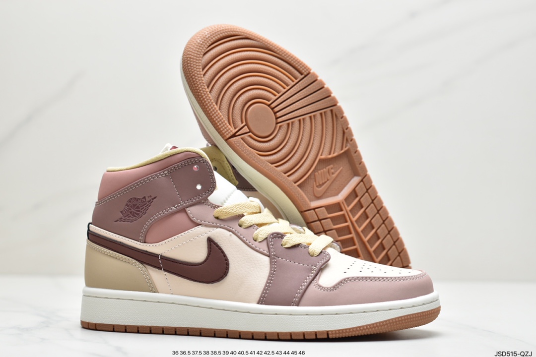 200 Air Jordan 1 Mid ” Neutral  ”拼接红豆奶茶 AJ1中帮篮球鞋全鞋采用原装头层皮DO7440-821