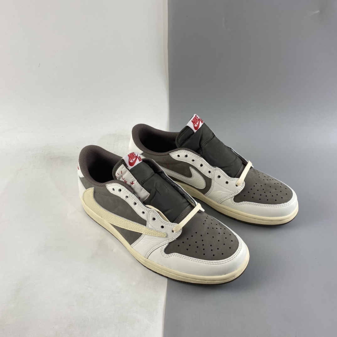 P420  Travis Scott x Air Jordan 1 Low OG ”Reverse Mocha” AJ1 乔1反转摩卡棕白倒钩 联名款休闲运动篮球鞋 DM7866-162