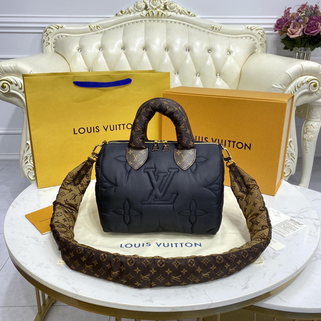 Louis Vuitton LV Speedy Bags Handbags Apricot Color Black Green Embroidery Winter Collection m59008