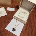 Versace Jewelry Necklaces & Pendants Replica AAA+ Designer
 Black Yellow Set With Diamonds Brass Fashion