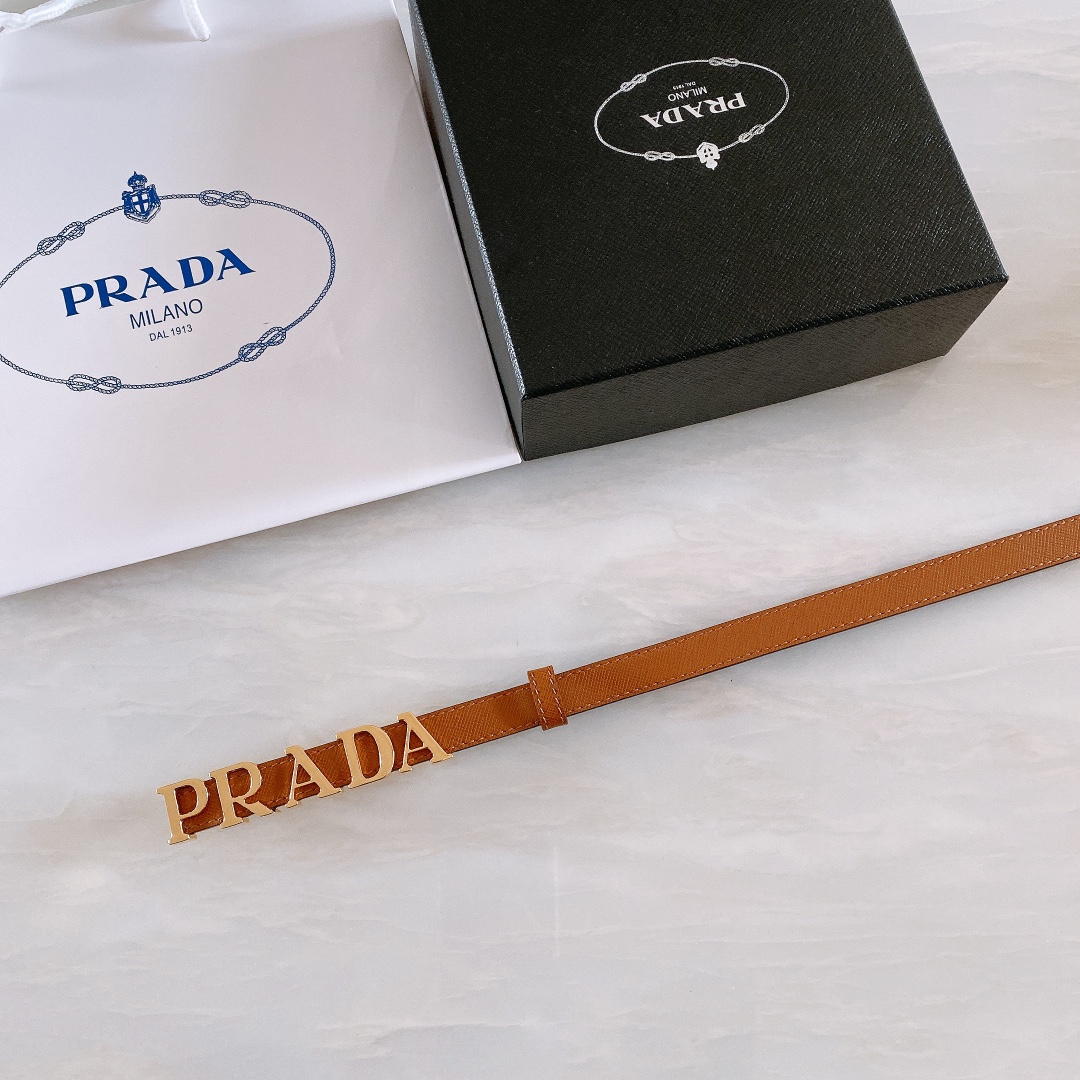 [Prada Belts]Prada Saffron cross-grain calfskin 1.5cm thin and wide waist belt