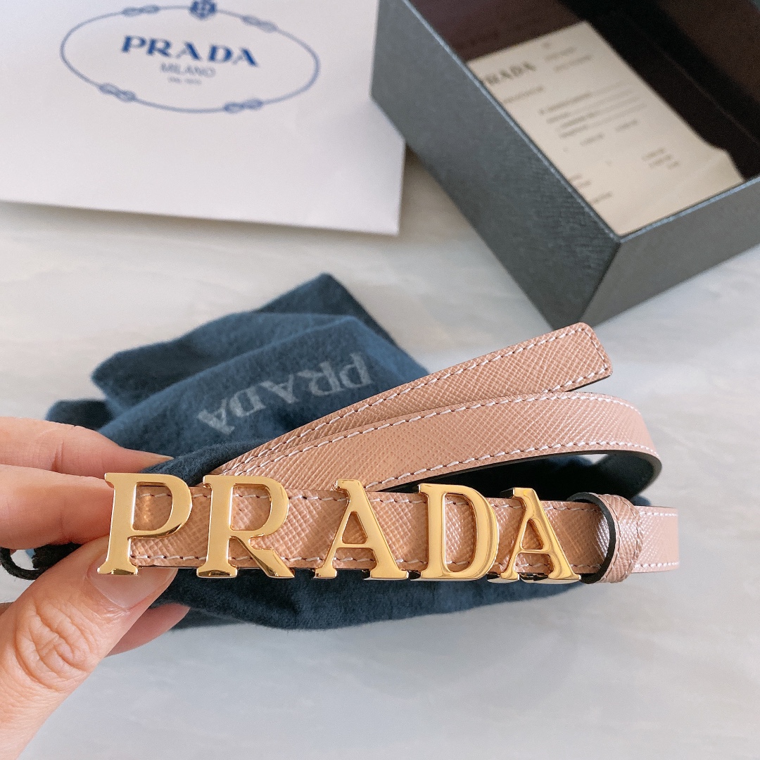 [Prada Belts]Prada Saffron cross-grain calfskin 1.5cm thin and wide waist belt