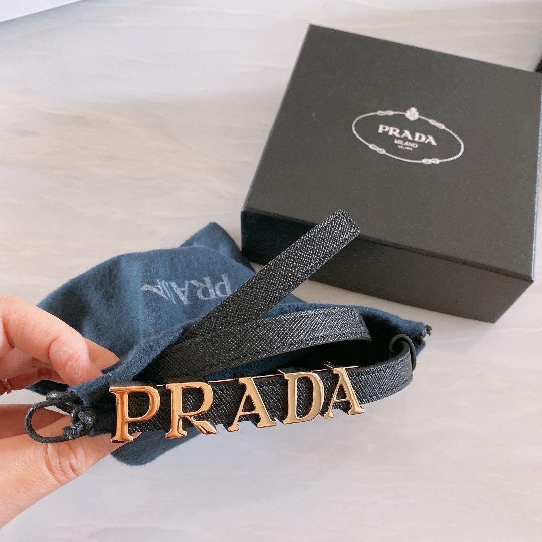 [Prada Belts]Prada Saffron cross-grain calfskin 1.5cm thin and wide waist belt
