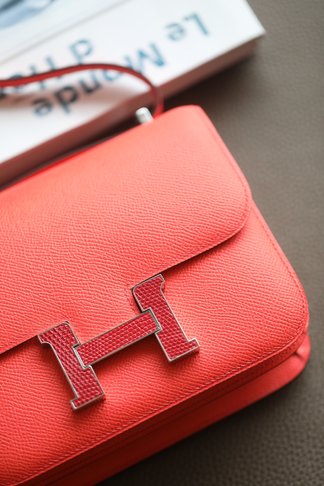 Hermes Constance Top Crossbody & Shoulder Bags Red Epsom Mini