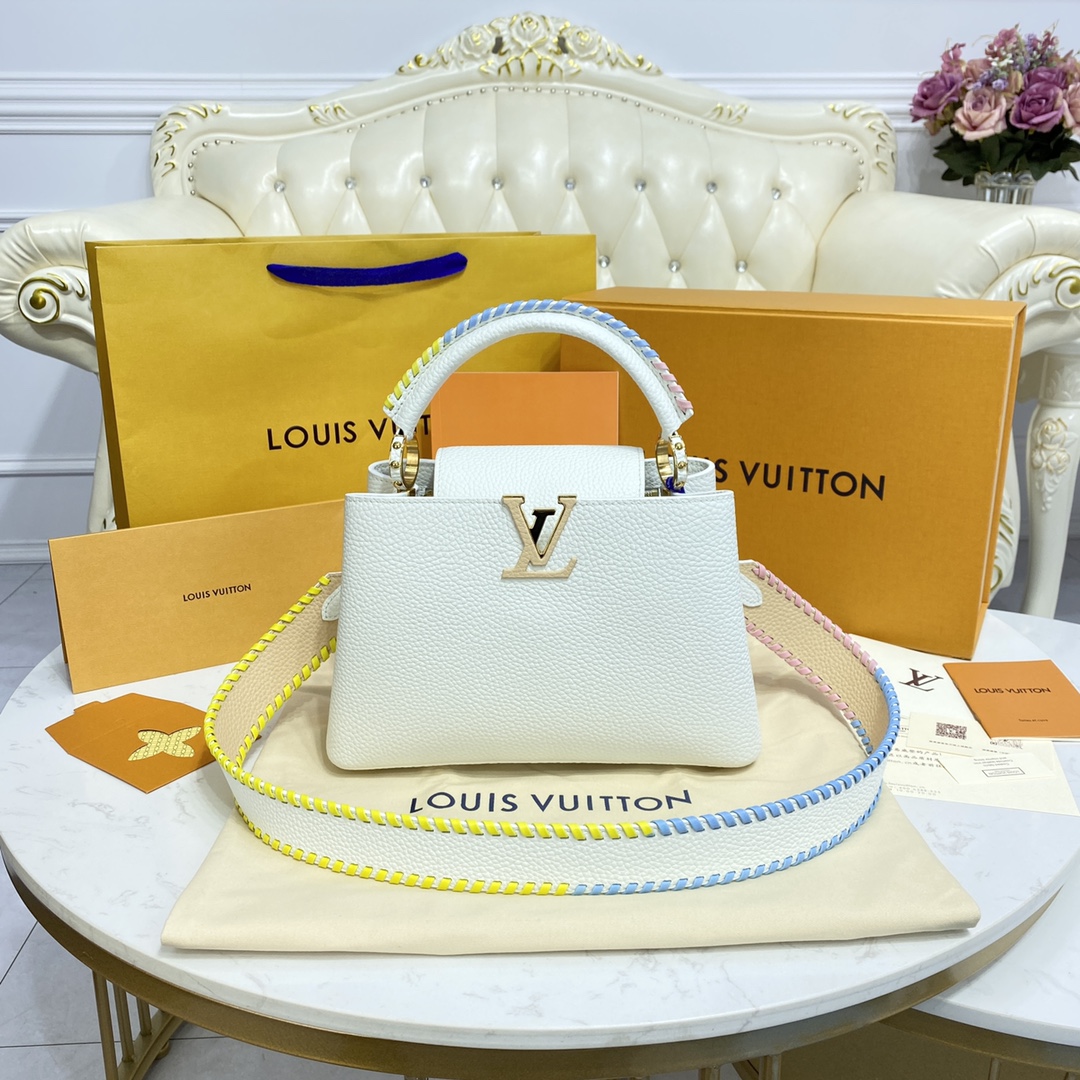 Louis Vuitton LV Capucines Bags Handbags White Weave Calfskin Cowhide M57941