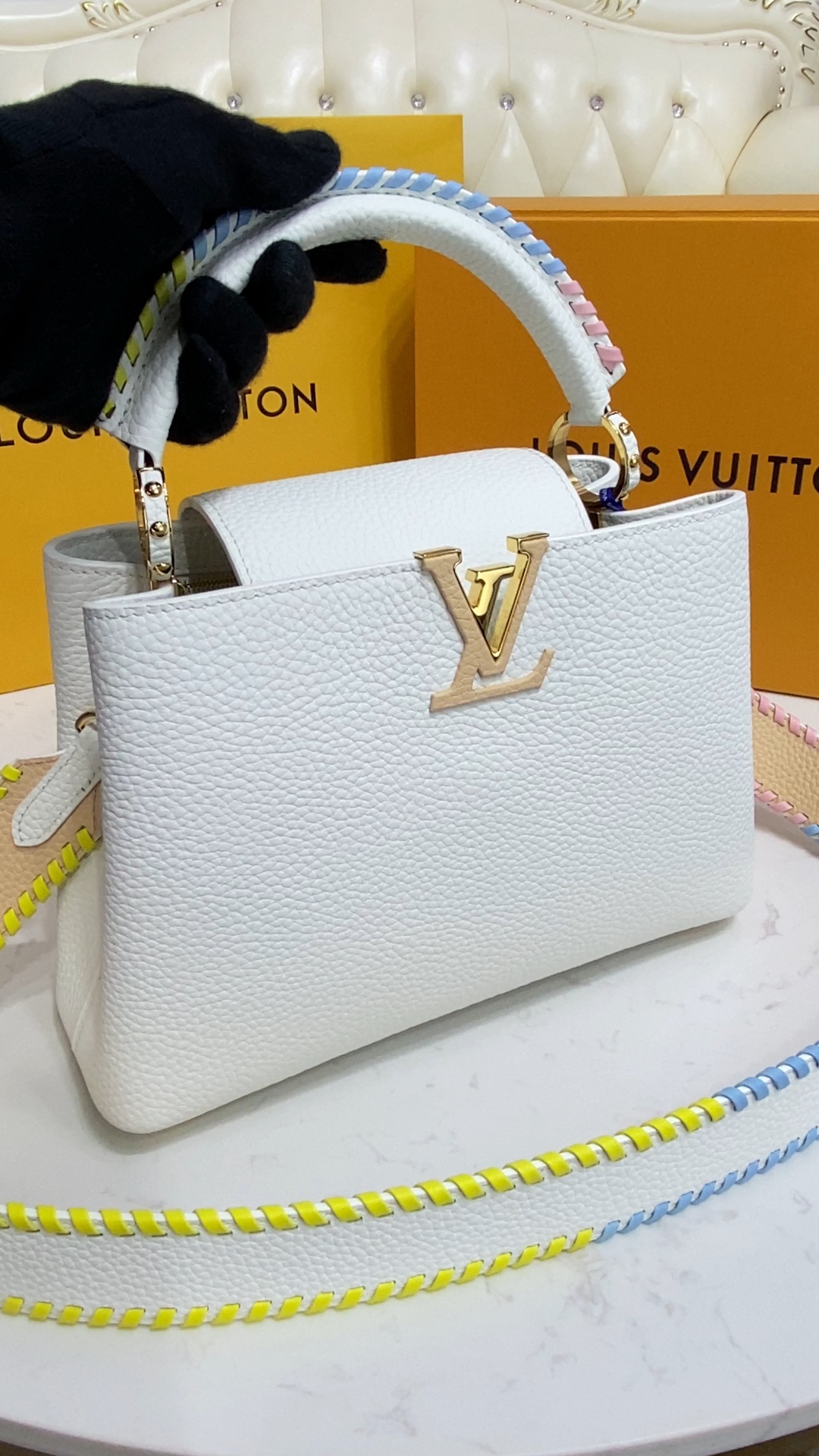 Louis Vuitton LV Capucines Bags Handbags White Weave Calfskin Cowhide M57941