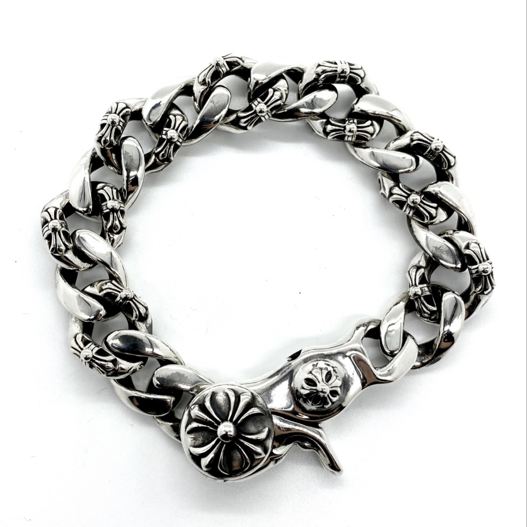 Chrome Hearts 𝗖𝗵𝗿𝗼𝗺𝗲 𝗛𝗲𝗮𝗿𝘁𝘀 克罗心半花虾扣大手链