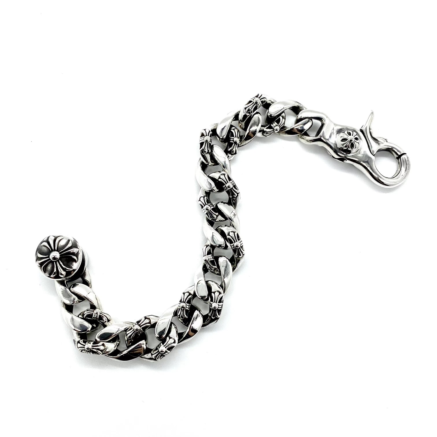 Chrome Hearts 𝗖𝗵𝗿𝗼𝗺𝗲 𝗛𝗲𝗮𝗿𝘁𝘀 克罗心半花虾扣大手链