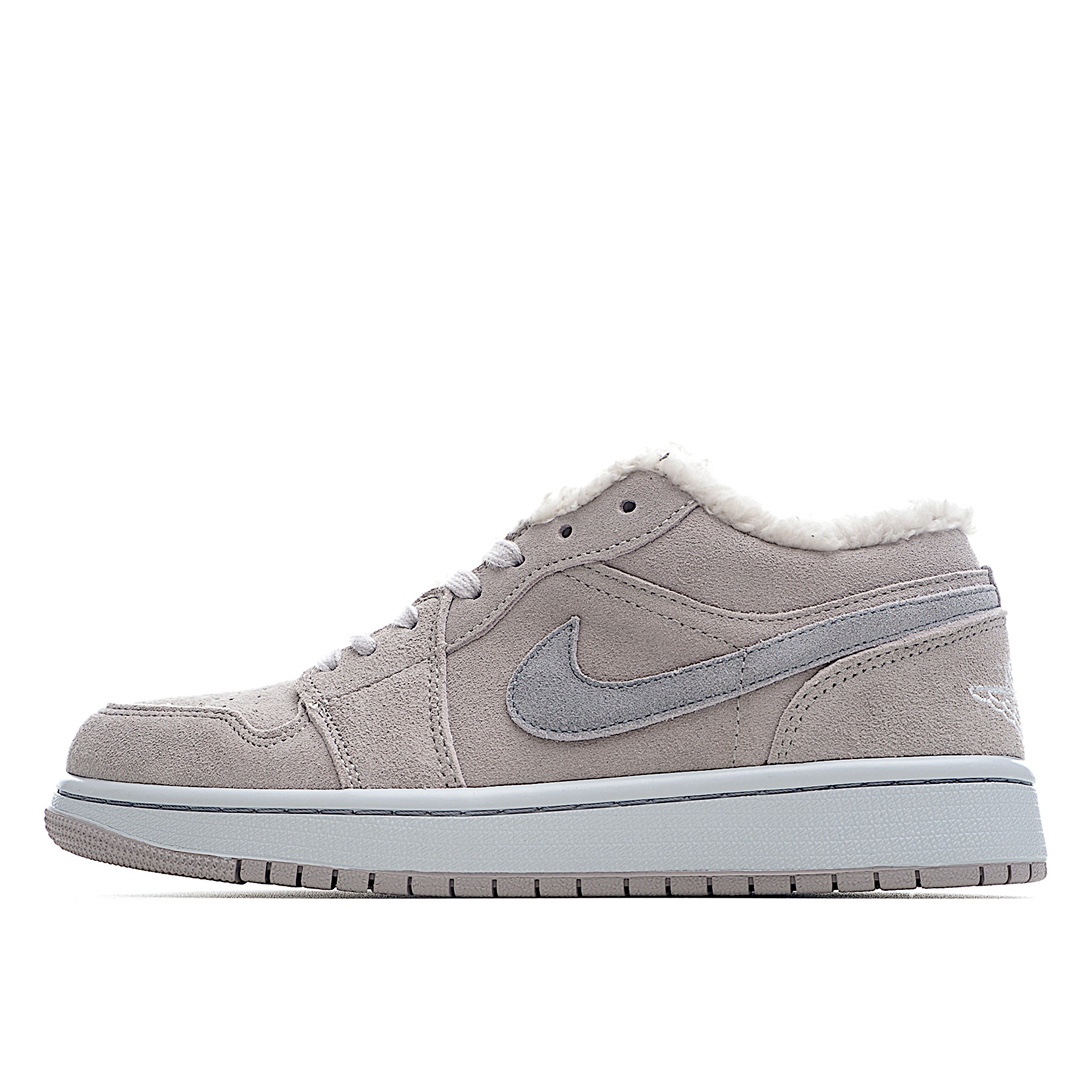 H0 Air Jordan 1 Low “Sherpa Fleece” 羊毛 复古低帮篮球鞋 杏色灰 加绒
