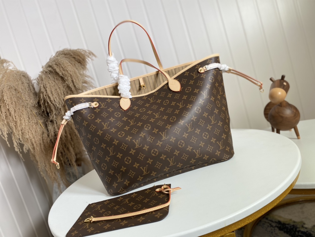 Replica Shop
 Louis Vuitton LV Neverfull Bags Handbags Apricot Color Red White Damier Azur Canvas Fashion M40990