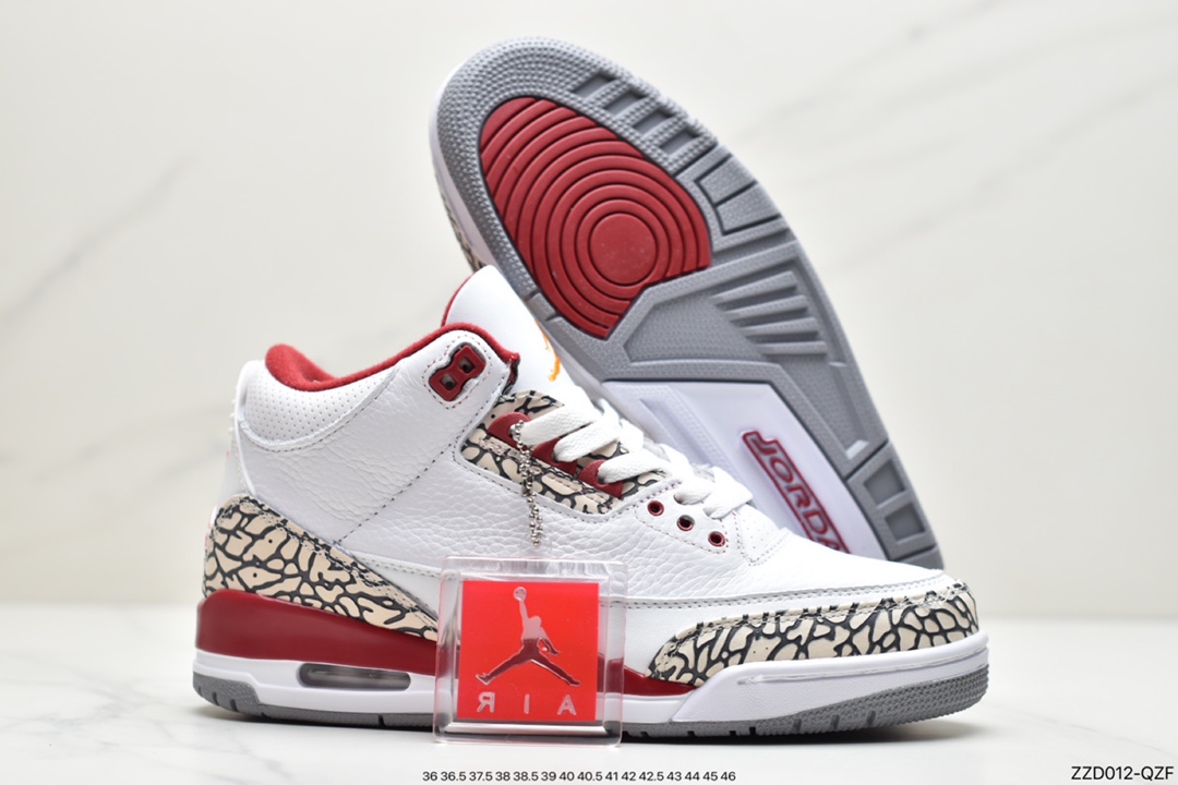 250  耐克Air Jordan 3 Retro “Cardinal” 白酒红CT8532-126