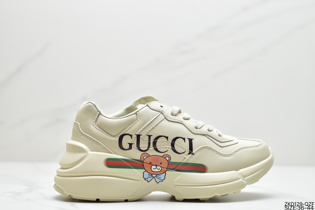 270 韩国当红男团EXO成员金钟仁Kai携手高奢品牌古驰Gucci Rhyton Vintage 皮革角状复古老爹休闲运动慢跑鞋“ 498916 A9L00