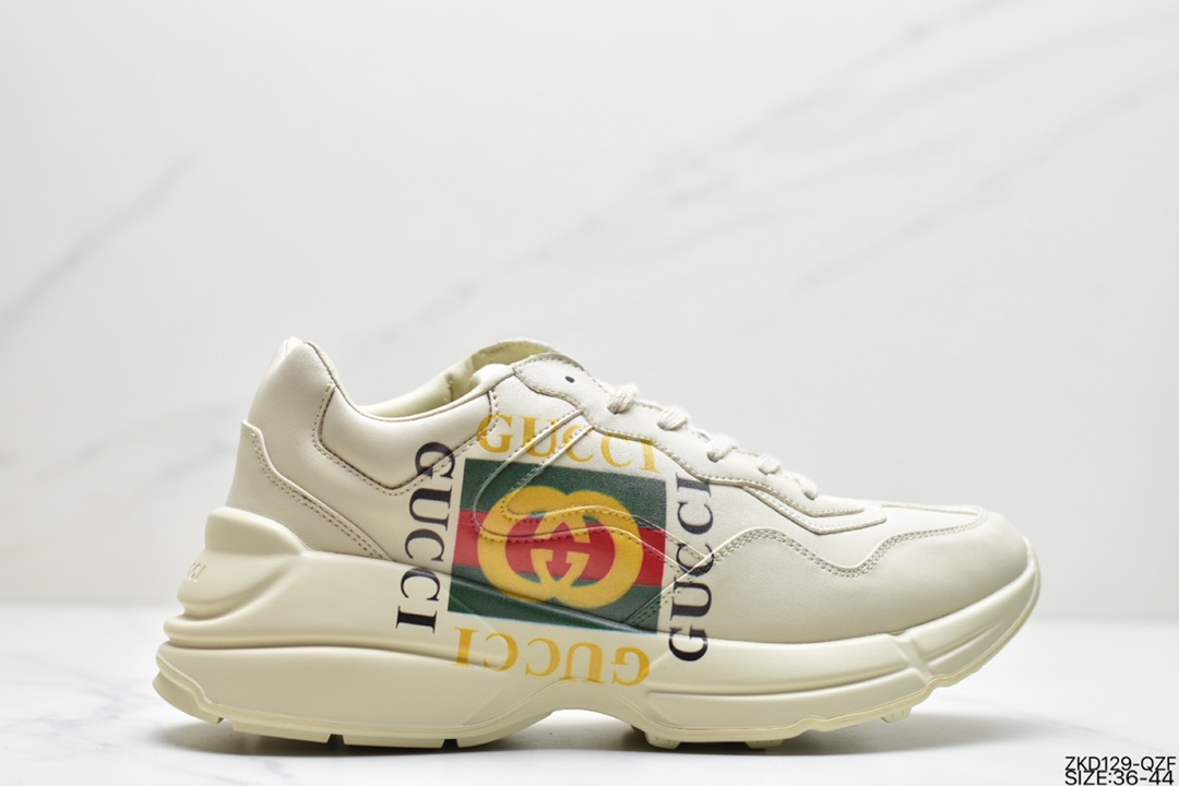 270 韩国当红男团EXO成员金钟仁Kai携手高奢品牌古驰Gucci Rhyton Vintage 皮革角状复古老爹休闲运动慢跑鞋“ 498916 A9L00