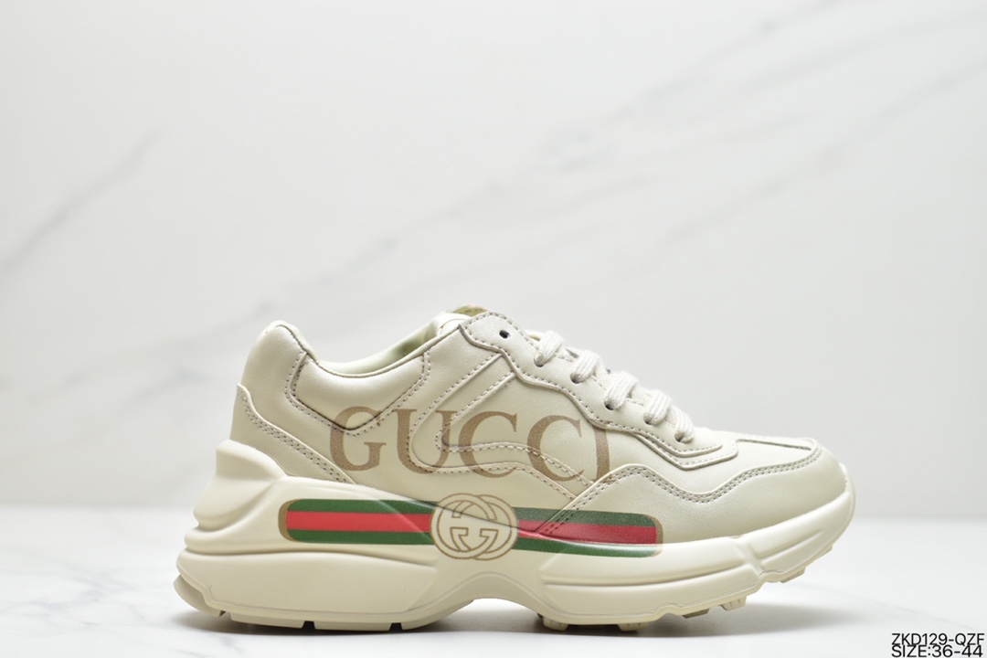 270 韩国当红男团EXO成员金钟仁Kai携手高奢品牌古驰Gucci Rhyton Vintage 皮革角状复古老爹休闲运动慢跑鞋“ 498916 A9L00