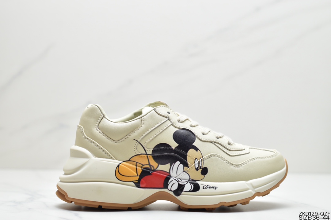 270 韩国当红男团EXO成员金钟仁Kai携手高奢品牌古驰Gucci Rhyton Vintage 皮革角状复古老爹休闲运动慢跑鞋“ 498916 A9L00