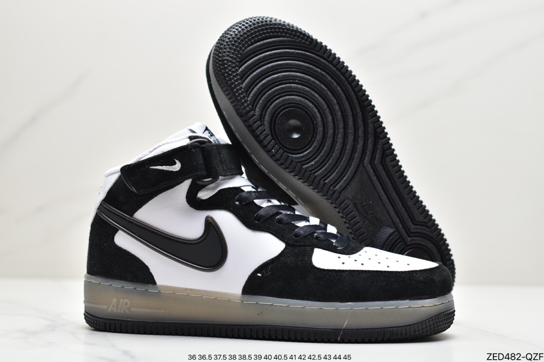 260 耐克 NIKE AIR FORCE 1 MID 麂皮熊猫黑白果冻BC9825-101