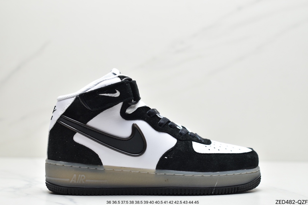 260 耐克 NIKE AIR FORCE 1 MID 麂皮熊猫黑白果冻BC9825-101