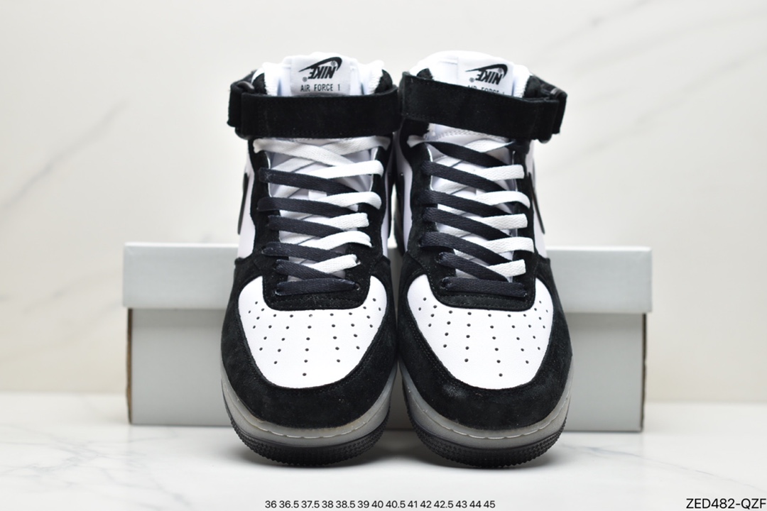 260 耐克 NIKE AIR FORCE 1 MID 麂皮熊猫黑白果冻BC9825-101