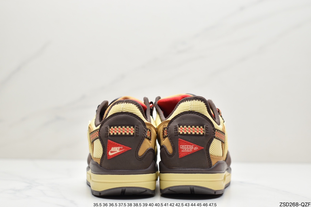 320 Travis Scott x Nike Air Max 1”Wheat/Lemon”改版款低帮复古百搭休闲运动慢跑鞋“柠檬黄做旧倒钩”DO9392