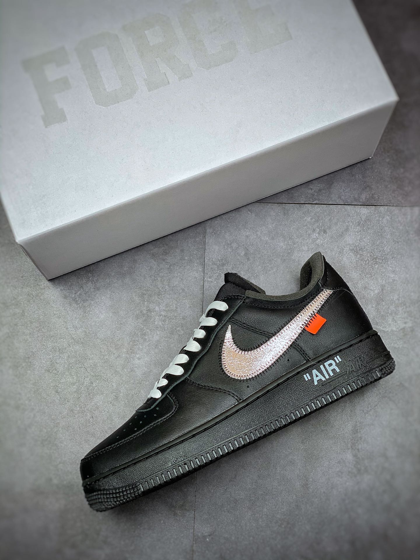 Exclusive Real Shot Off White x Air Force 1 x MoMA Super Sky Price Joint Air Force Low Top OW Black Silver AV5210-001