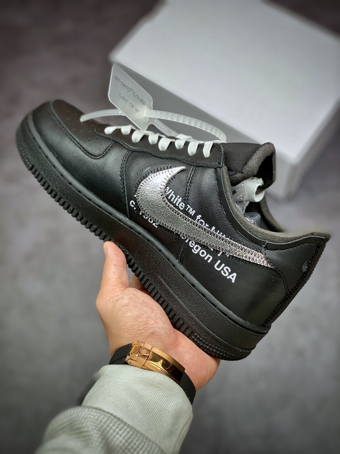 Exclusive Real Shot Off White x Air Force 1 x MoMA Super Sky Price Joint Air Force Low Top OW Black Silver AV5210-001