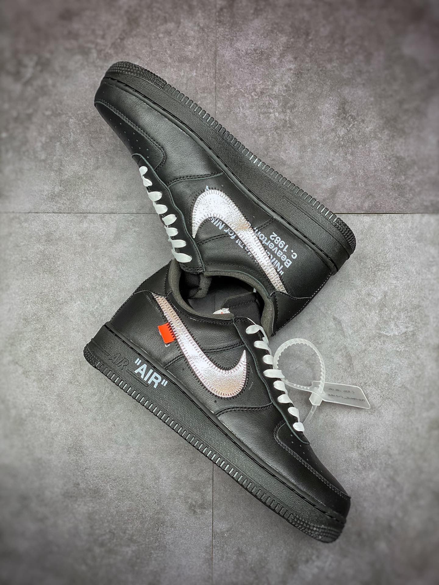 Exclusive Real Shot Off White x Air Force 1 x MoMA Super Sky Price Joint Air Force Low Top OW Black Silver AV5210-001