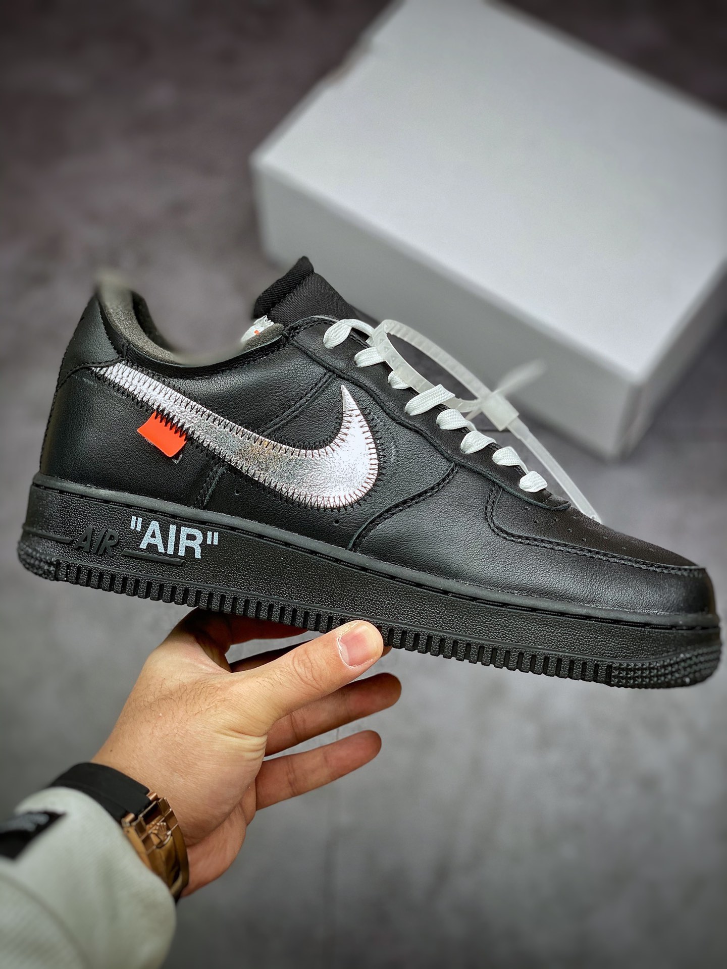 Exclusive Real Shot Off White x Air Force 1 x MoMA Super Sky Price Joint Air Force Low Top OW Black Silver AV5210-001