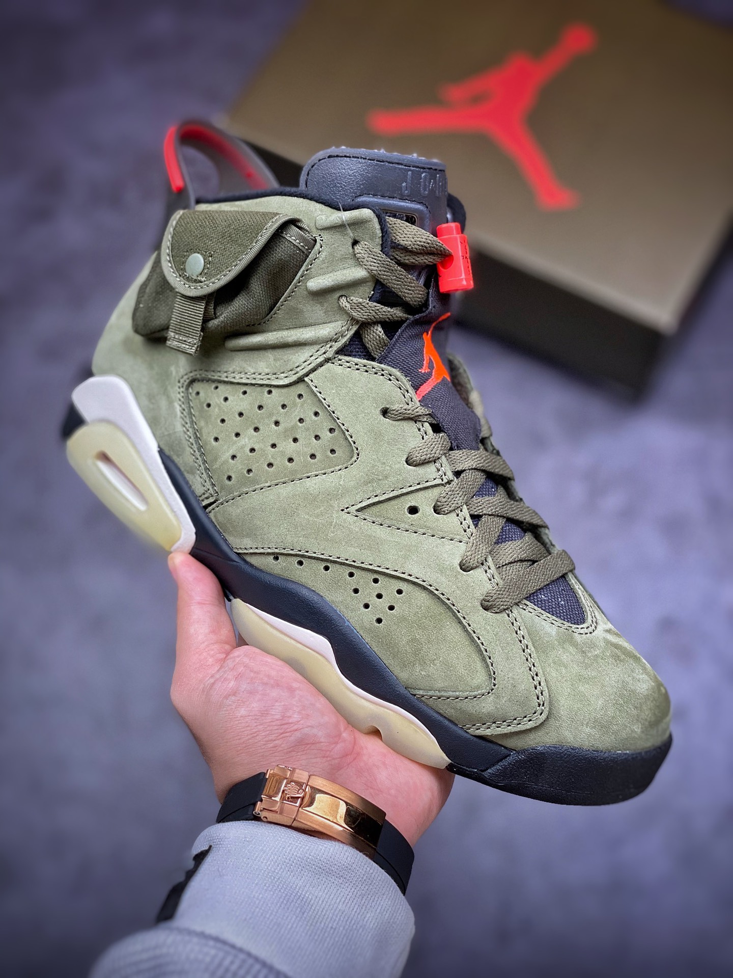 450 ＃纯原 Travis Scott x Air Jordan AJ6 3M口袋鬼脸联名军绿 CN1084-200