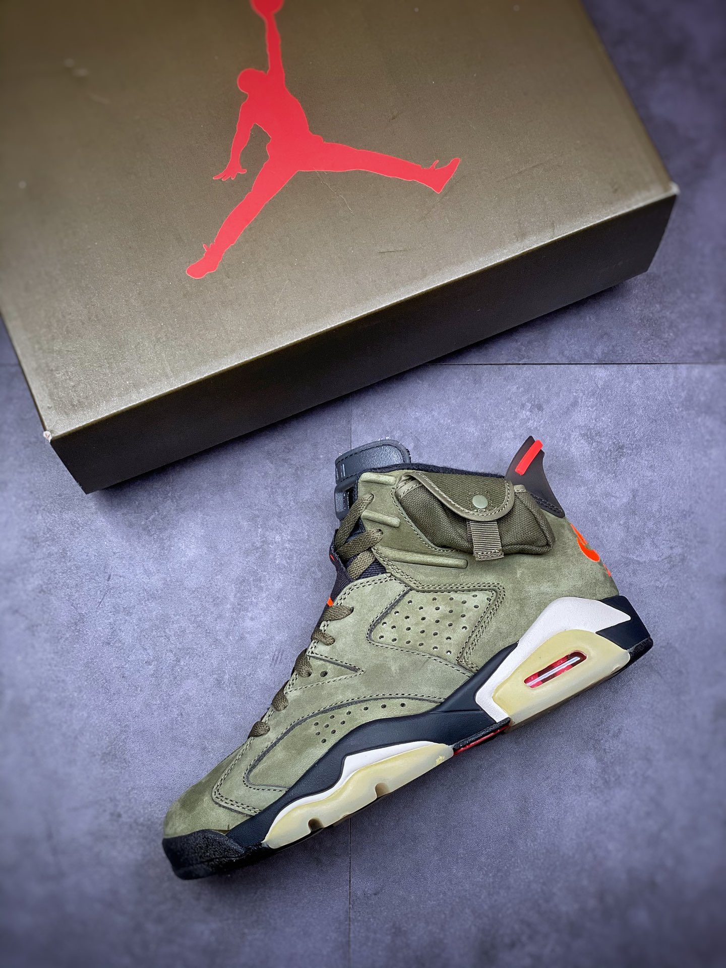 450 ＃纯原 Travis Scott x Air Jordan AJ6 3M口袋鬼脸联名军绿 CN1084-200