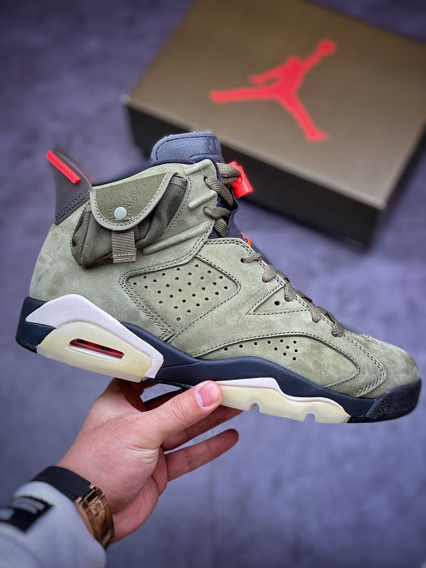 450 ＃纯原 Travis Scott x Air Jordan AJ6 3M口袋鬼脸联名军绿 CN1084-200