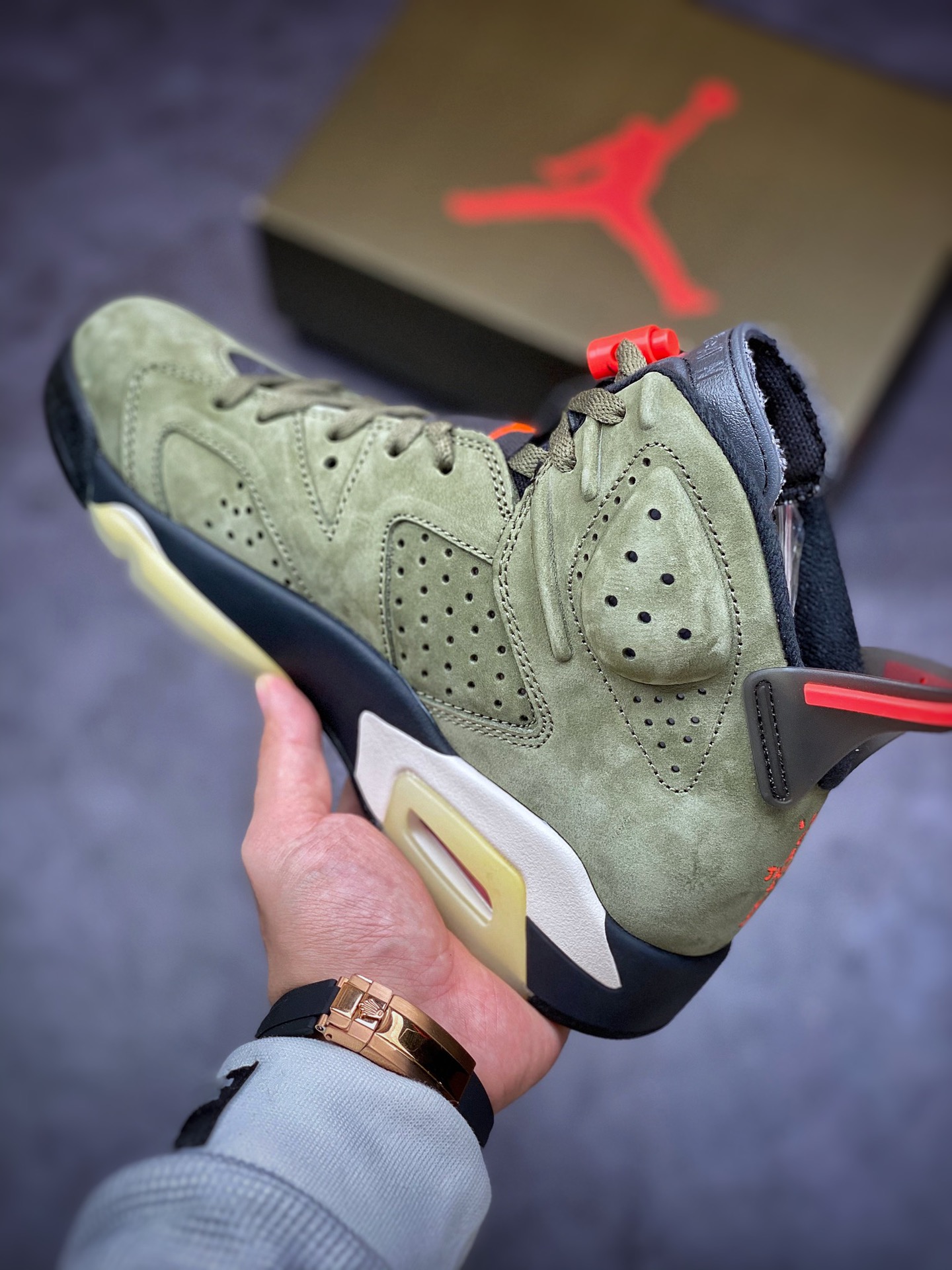 450 ＃纯原 Travis Scott x Air Jordan AJ6 3M口袋鬼脸联名军绿 CN1084-200