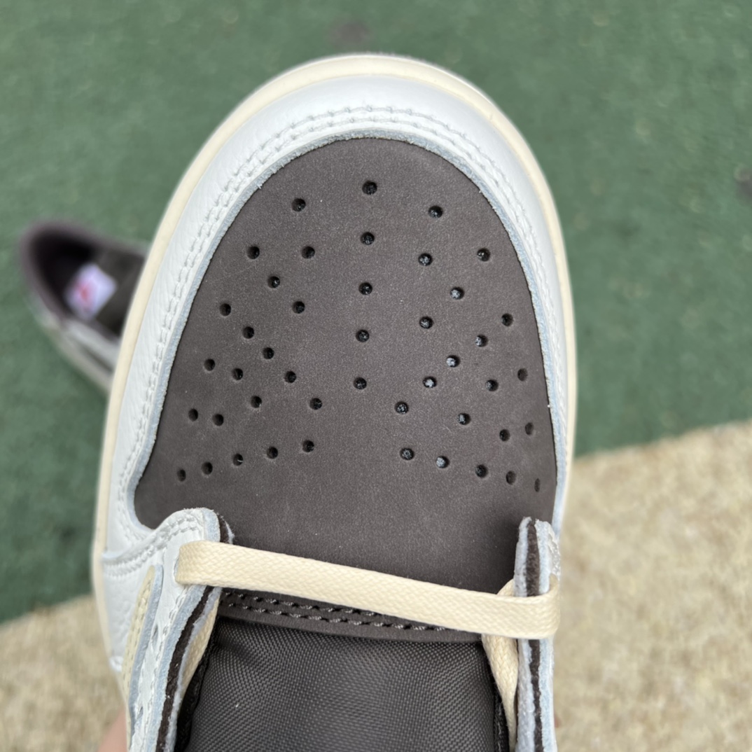 460 纯原版女款实拍图Travis Scott x Nike Air Jordan 1 Low AJ1白棕色 低帮板鞋TS 联名倒钩DM7866-162