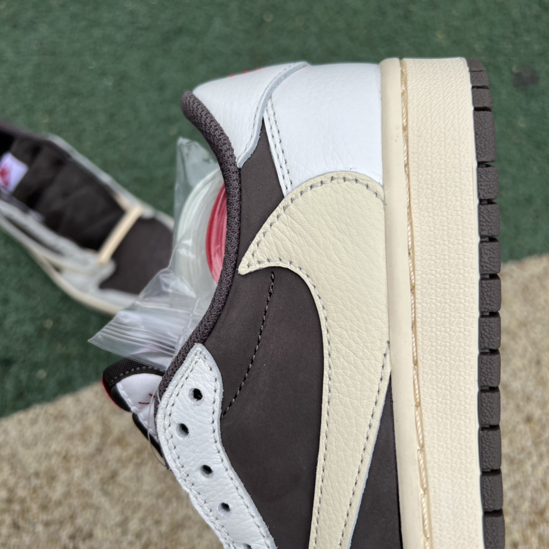 460 纯原版女款实拍图Travis Scott x Nike Air Jordan 1 Low AJ1白棕色 低帮板鞋TS 联名倒钩DM7866-162