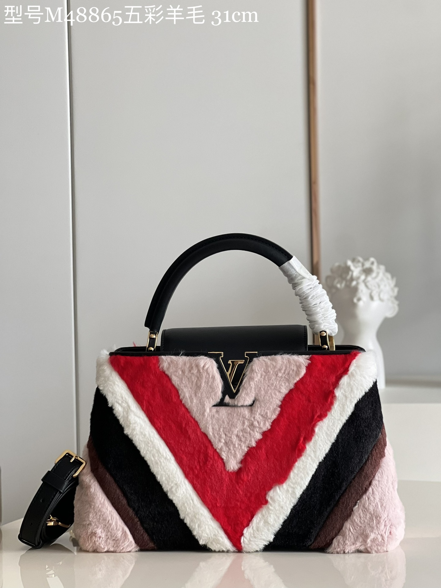 High Quality AAA Replica
 Louis Vuitton LV Capucines Bags Handbags Calfskin Cowhide Wool M48865