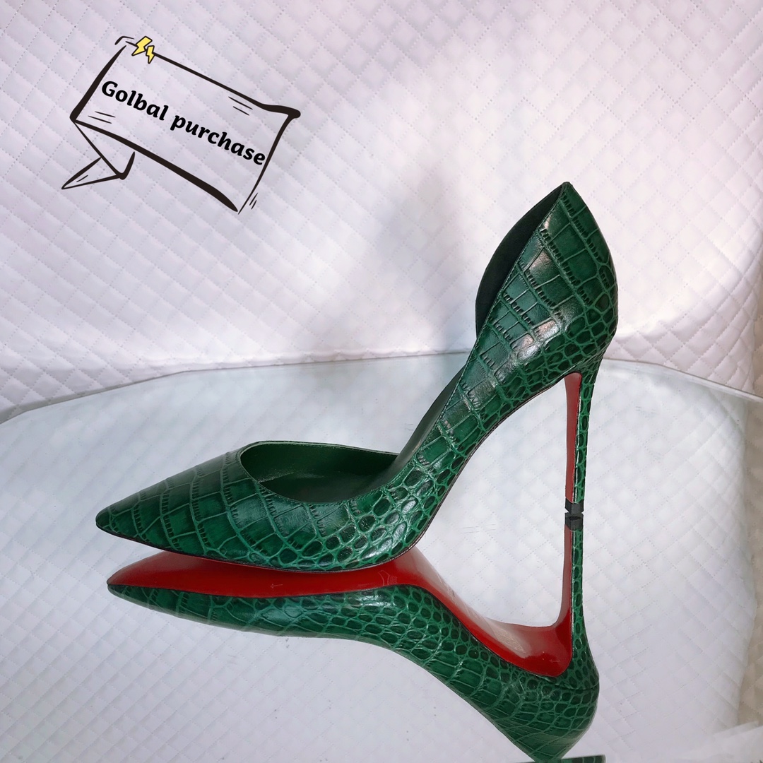 NO:336148,High-end customized crocodile classic series!  H10Cm, size 35-42. Customized models are not returned or exchanged.-001 green crocodile pattern leather green sheepskin, left and right feet are close to pairing Standard European code No:-001 Color:green Material:crocodile leather Lining:goat leather Heel height:10Cm Sole:leather sole Size:EUR 35-42 (US 4-11):,,christian louboutin,sheepskin19860909高端订制一鳄鱼精典款系列！H10Cm,尺码35-42码.订制款不退不换.-001绿鳄鱼纹皮绿羊皮里,左右脚接近配对 标准欧码 No:-001 Color:green Material:crocodile leather Lining:goat leather Heel heigh:10Cm Sole:leather sole Size:EUR 35－42（US 4一11) :,,christian louboutin,sheepskin,Women's Shoes