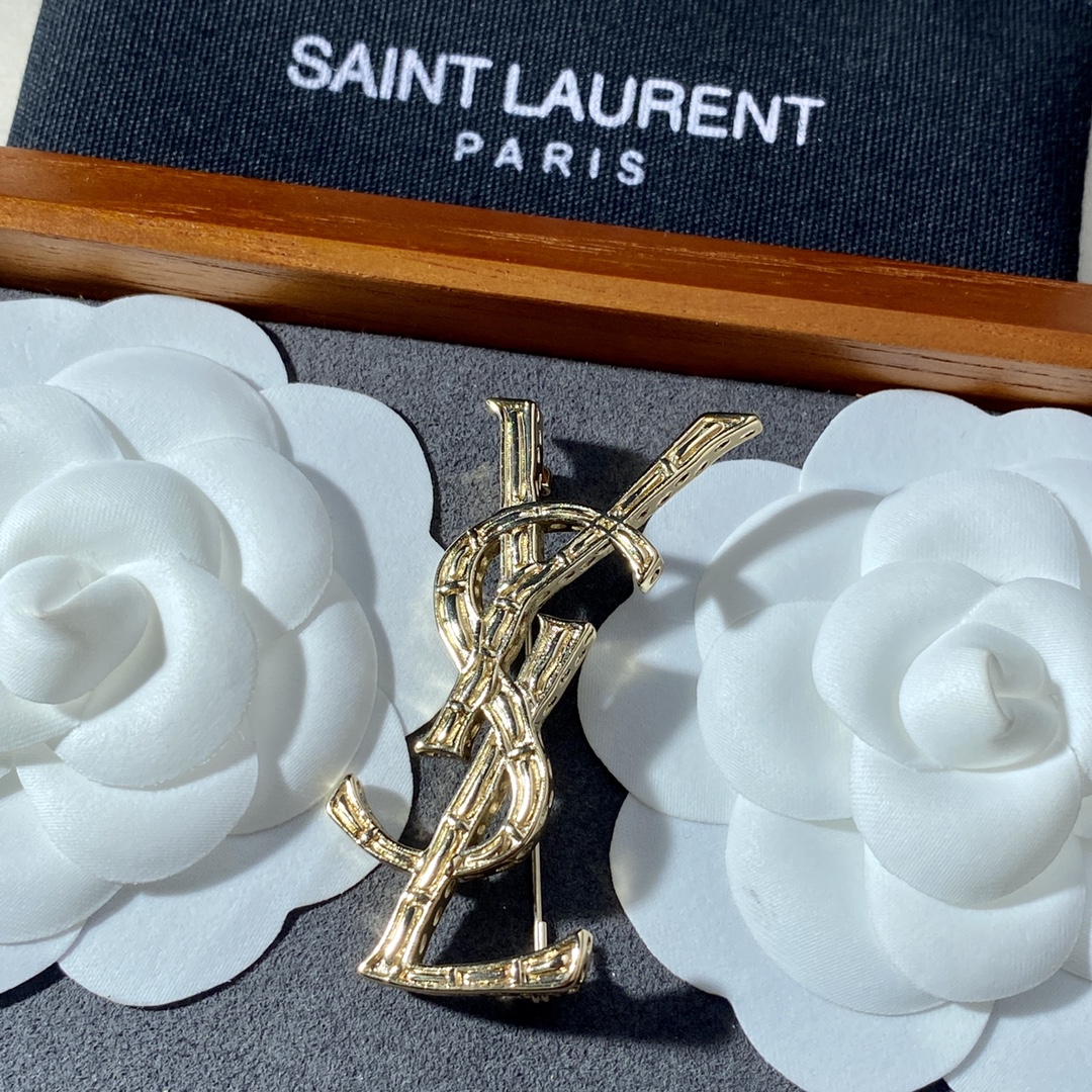 Yves Saint Laurent Jewelry Brooch Shop Designer Replica
 Yellow Brass Fashion