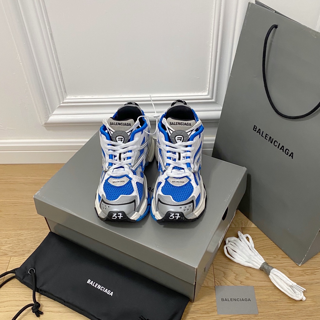 BALENCIAGA azul y blanco · Balenciaga 2021ss nuevo Runner séptima generación 7.0 zapatillas retro desgastadas zapatos p…