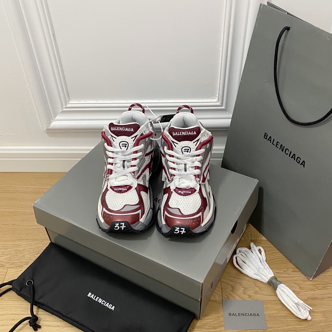 BALENCIAGA blanco y rojo · Balenciaga 2021ss nuevo Runner séptima generación 7.0 zapatillas retro desgastadas zapatos p…