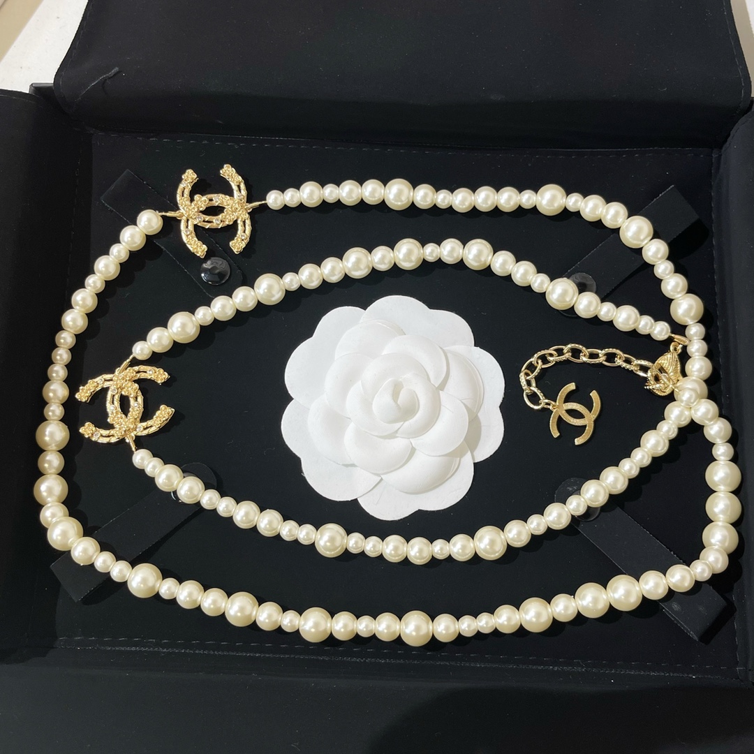 新款☑️CHANEL香奈儿双c珍珠毛衣链项链