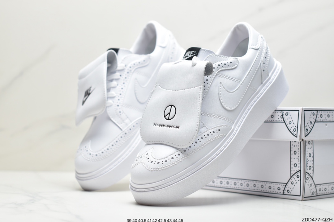 Quan Zhilong PEACEMINUSONE x /NIKE Kwondo 1 pure white fashion men's and women's all-match board shoes couple casual shoes DH2482-100