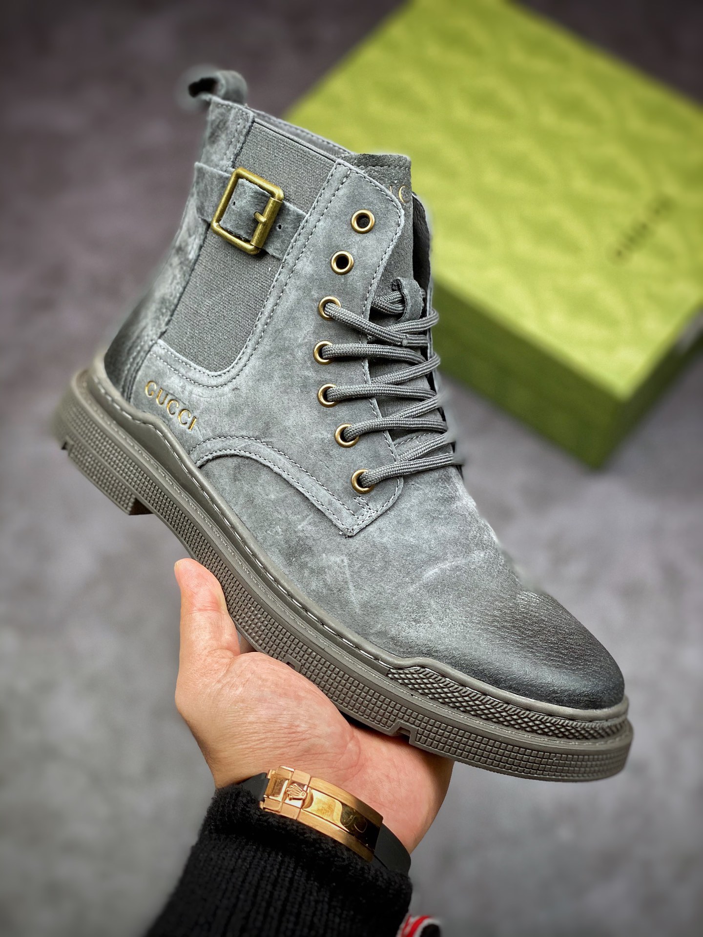 High luxury Gucci Screener GG High-Top Sneaker classic retro high top all-match old casual Martin boots