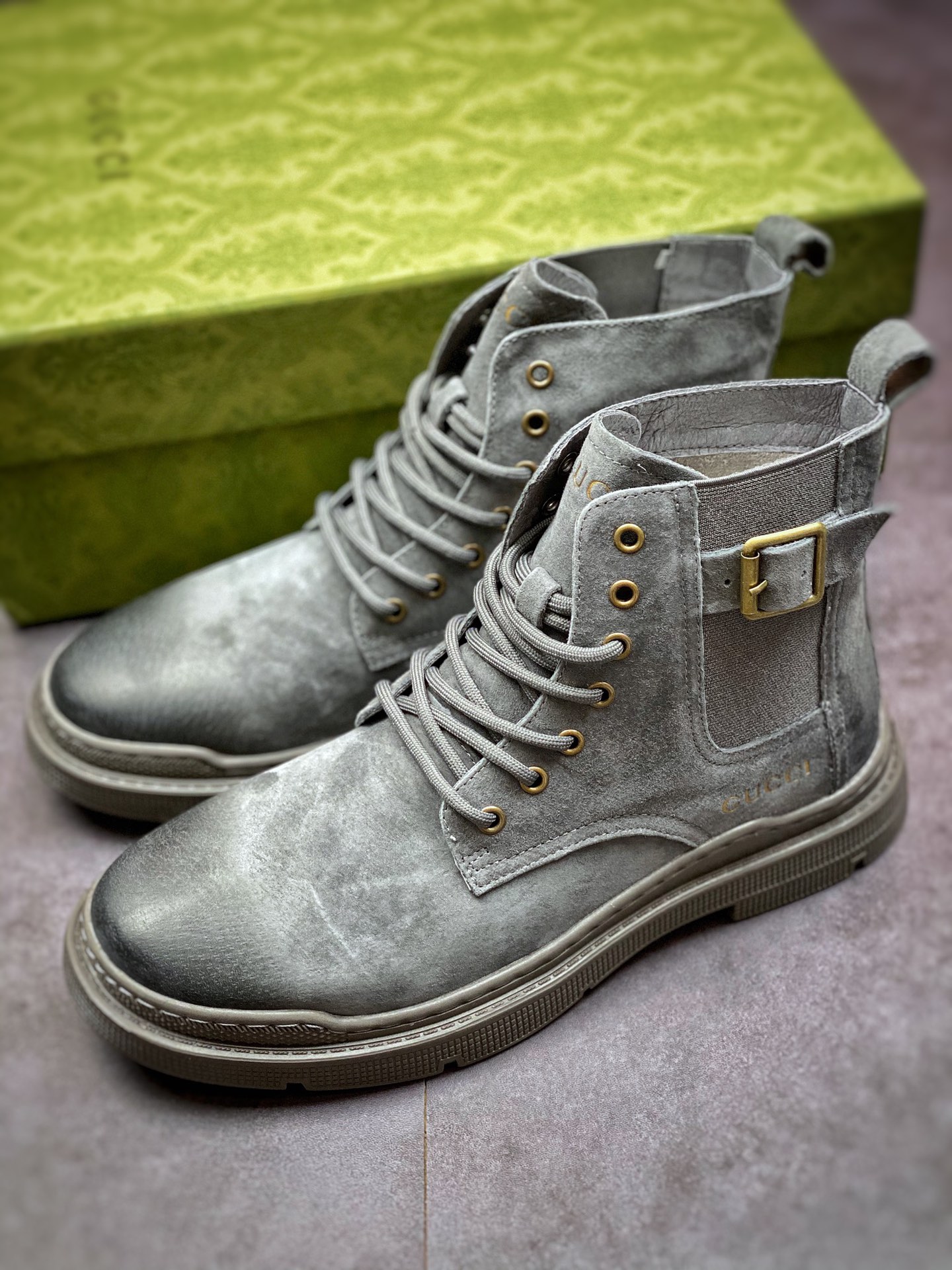 High luxury Gucci Screener GG High-Top Sneaker classic retro high top all-match old casual Martin boots