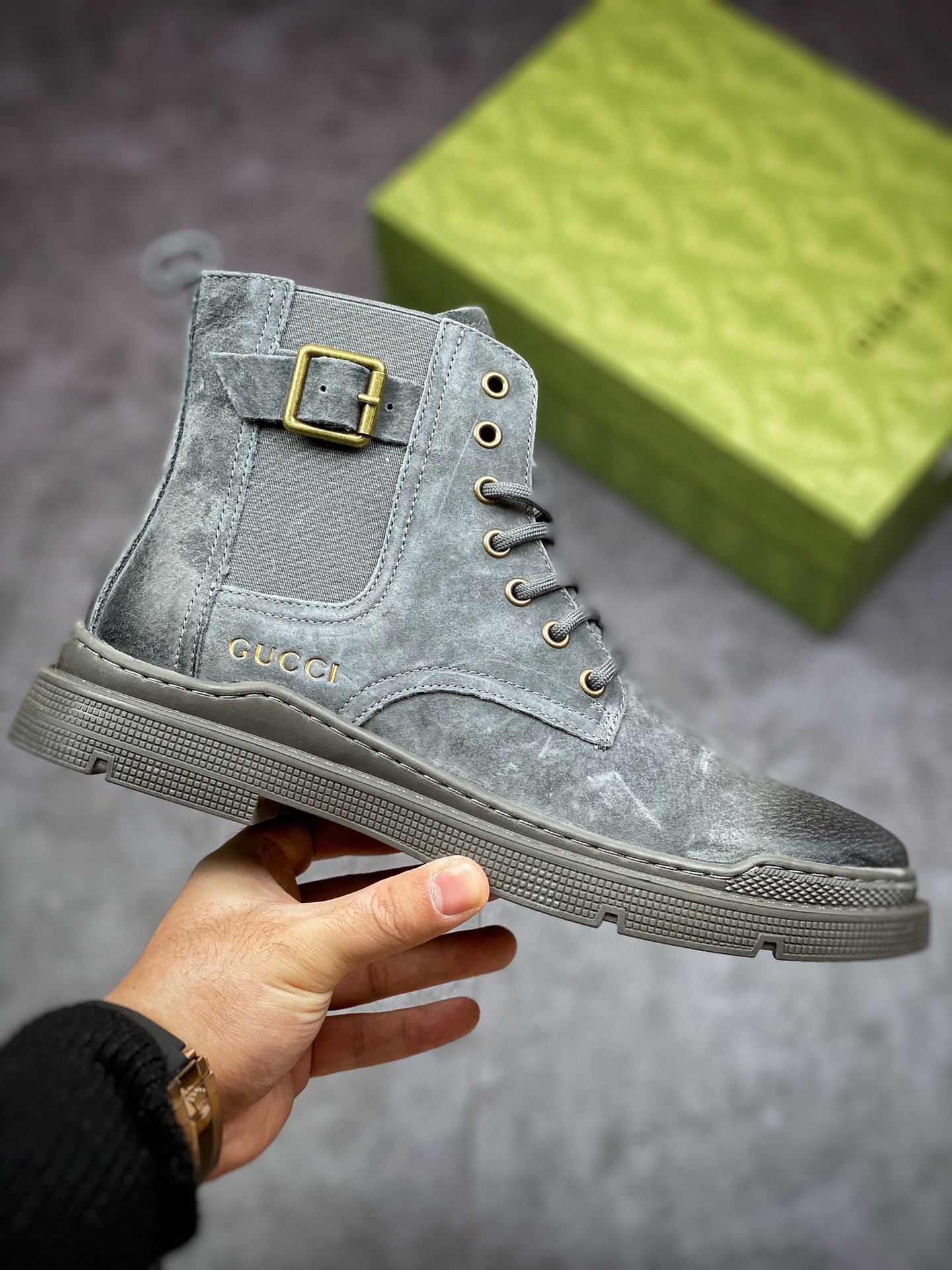 High luxury Gucci Screener GG High-Top Sneaker classic retro high top all-match old casual Martin boots