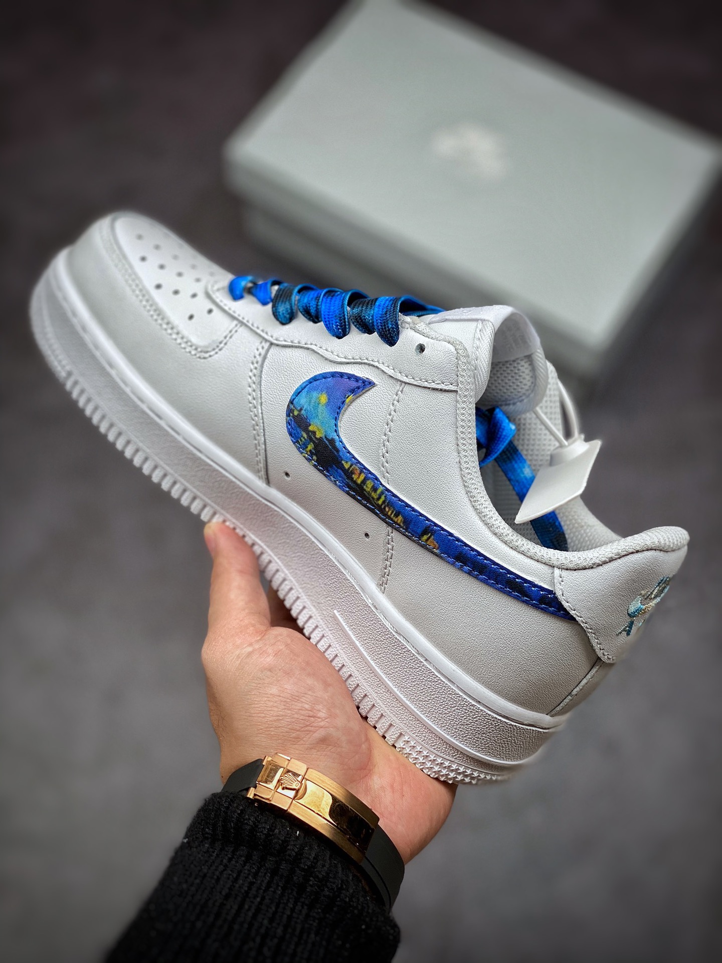 200 Nike Air Force 1 Low 07 皮革白蓝水彩夜景涂鸦 314192-117