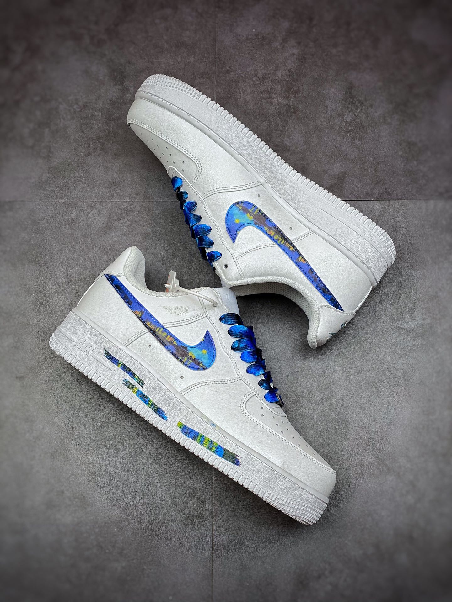 200 Nike Air Force 1 Low 07 皮革白蓝水彩夜景涂鸦 314192-117