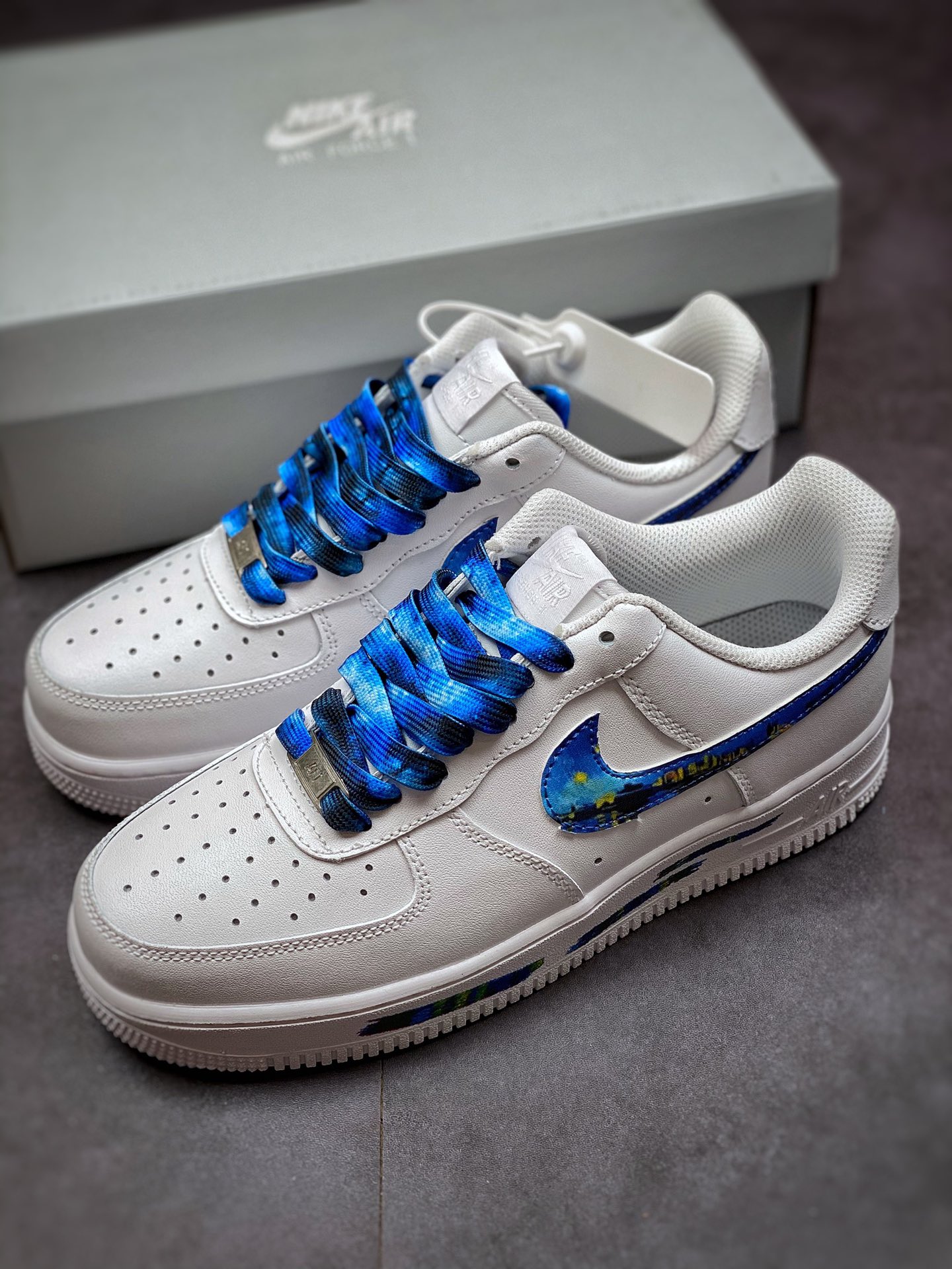 200 Nike Air Force 1 Low 07 皮革白蓝水彩夜景涂鸦 314192-117