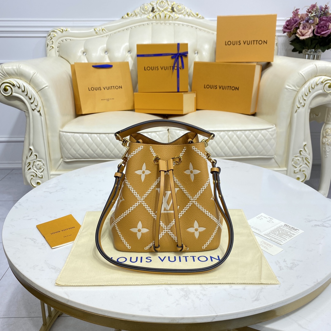 Louis Vuitton LV NeoNoe Handbags Bucket Bags Apricot Color White m46023