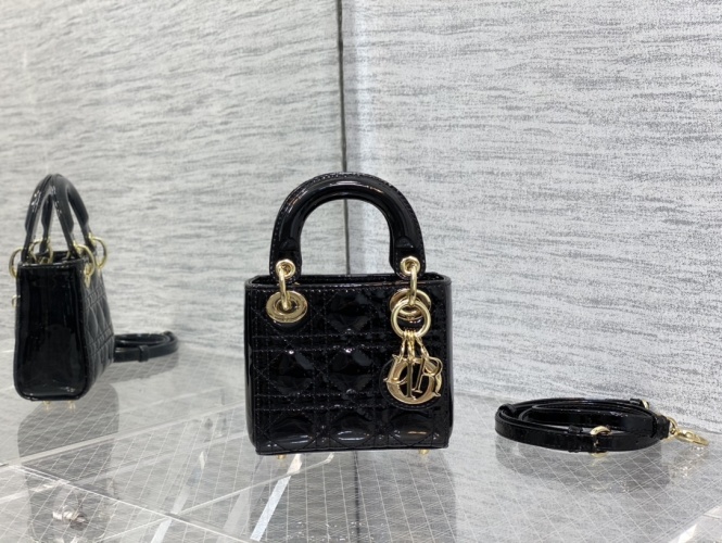 Dior Lady Micro Black Patent Leather Bag with Gold-Tone Hardware 1 Dior Lady Micro Black Patent Leather Bag with Gold-Tone Hardware